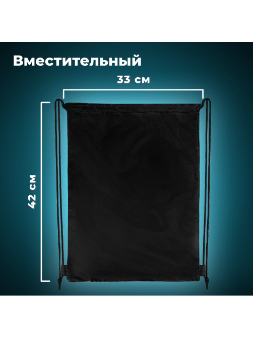 Мешок для обуви BRAUBERG ПРОЧНЫЙ, на шнурке, черный, 42x33 см, 227143