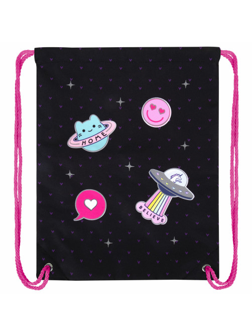 Мешок для обуви BRAUBERG PREMIUM, карман, подкладка, светоотражайка, 43х33 см, Space sweets, 272422