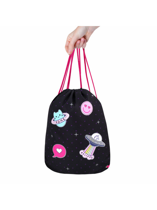 Мешок для обуви BRAUBERG PREMIUM, карман, подкладка, светоотражайка, 43х33 см, Space sweets, 272422