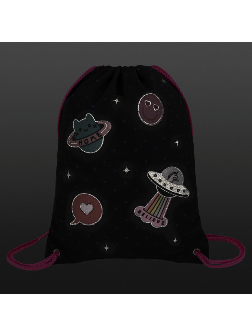 Мешок для обуви BRAUBERG PREMIUM, карман, подкладка, светоотражайка, 43х33 см, Space sweets, 272422