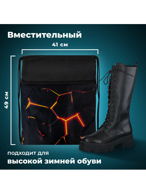 Мешок для обуви BRAUBERG БОЛЬШОЙ, с ручкой, карман на молнии, сетка, 49х41 см, 