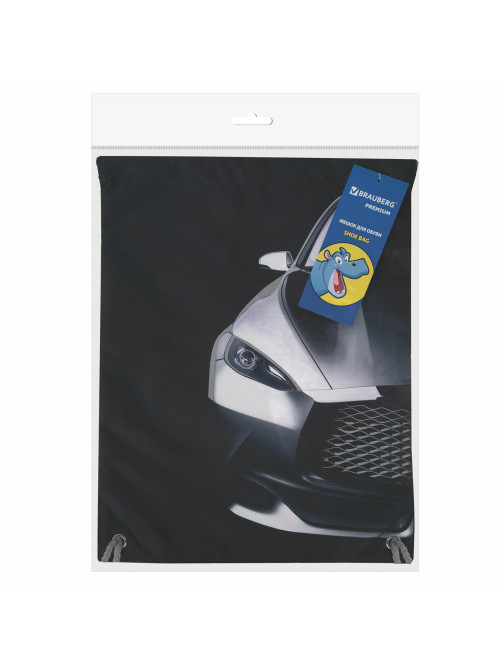Мешок для обуви BRAUBERG PREMIUM, карман, подкладка, светоотражайка, 43х33 см, 
