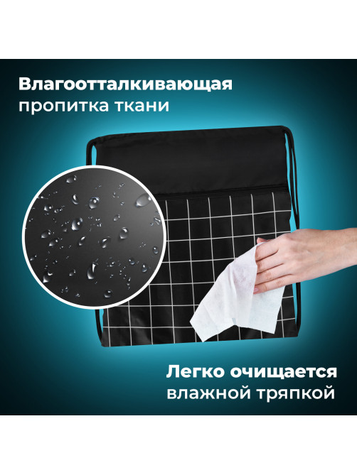 Мешок для обуви BRAUBERG БОЛЬШОЙ, с ручкой, карман на молнии, сетка, 49х41 см, 
