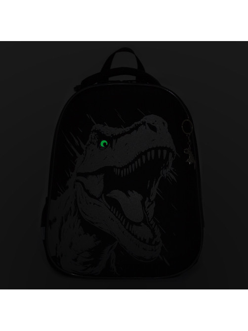 Ранец BRAUBERG SHINY, 2 отделения, с брелком, Scary dino, СВЕТЯЩИЙСЯ РИСУНОК, 38х28х14 см, 273143