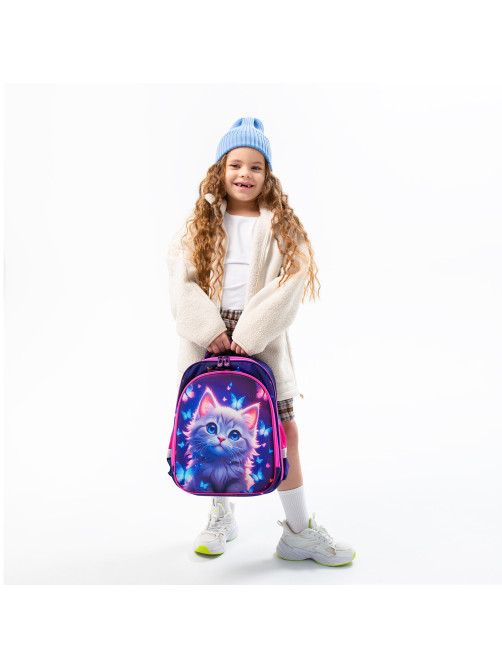 Ранец BRAUBERG KIDS STANDARD, 2 отделения, Curious cat, 36х28х14 см, 273145