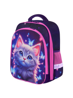 Ранец BRAUBERG KIDS STANDARD, 2 отделения, Curious cat, 36х28х14 см, 273145