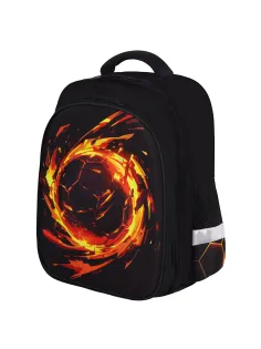 Ранец BRAUBERG KIDS STANDARD, 2 отделения, Fire split, 3D-панель, 36х28х14 см, 273147