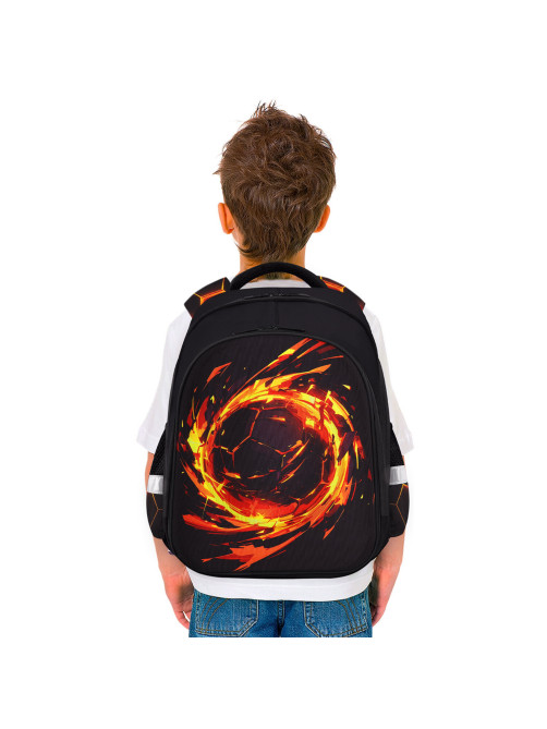 Ранец BRAUBERG KIDS STANDARD, 2 отделения, Fire split, 3D-панель, 36х28х14 см, 273147