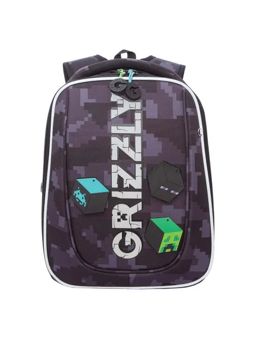 Ранец GRIZZLY анатомическая спинка, с бейджем, для мальчиков, 