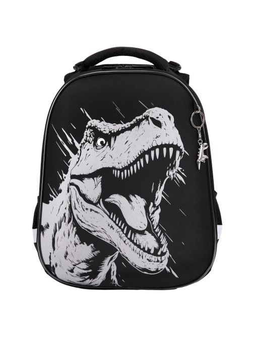 Ранец BRAUBERG SHINY, 2 отделения, с брелком, Scary dino, СВЕТЯЩИЙСЯ РИСУНОК, 38х28х14 см, 273143