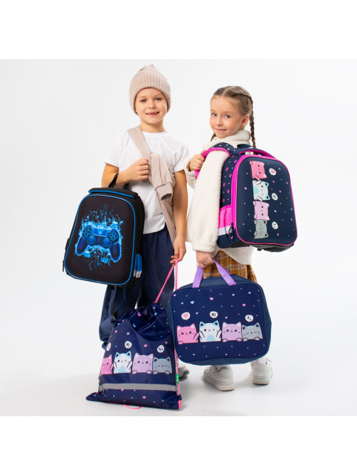 Ранец BRAUBERG KIDS START, 1 отделение, 2 кармана, Digital gamepad, 3D-панель, 35х26х13 см, 273152