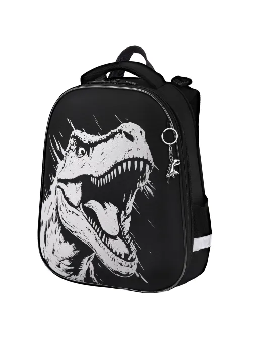 Ранец BRAUBERG SHINY, 2 отделения, с брелком, Scary dino, СВЕТЯЩИЙСЯ РИСУНОК, 38х28х14 см, 273143