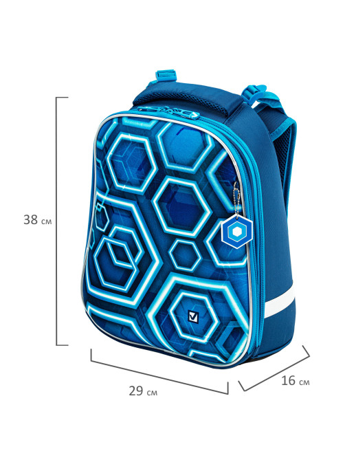 Ранец BRAUBERG PREMIUM, 2 отделения, с брелком, Techno, 38х29х16 см, 227812