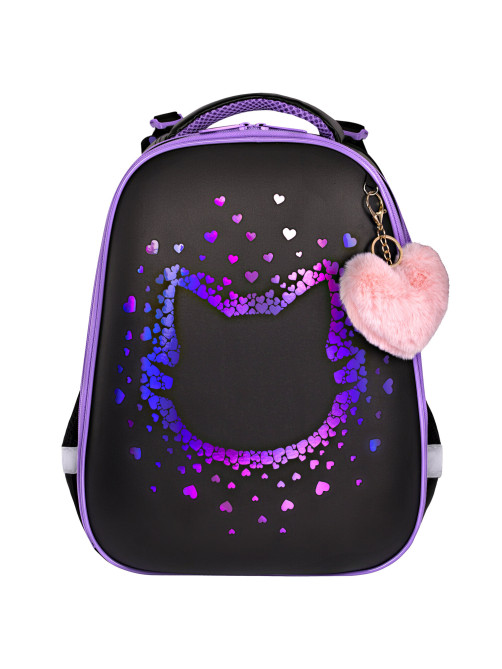 Ранец BRAUBERG SHINY, 2 отделения, с брелком, Pretty face, 38х28х14 см, 273142