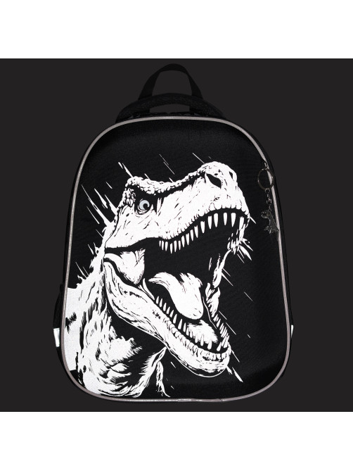 Ранец BRAUBERG SHINY, 2 отделения, с брелком, Scary dino, СВЕТЯЩИЙСЯ РИСУНОК, 38х28х14 см, 273143