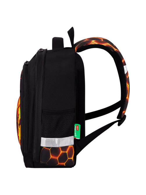 Ранец BRAUBERG KIDS STANDARD, 2 отделения, Fire split, 3D-панель, 36х28х14 см, 273147