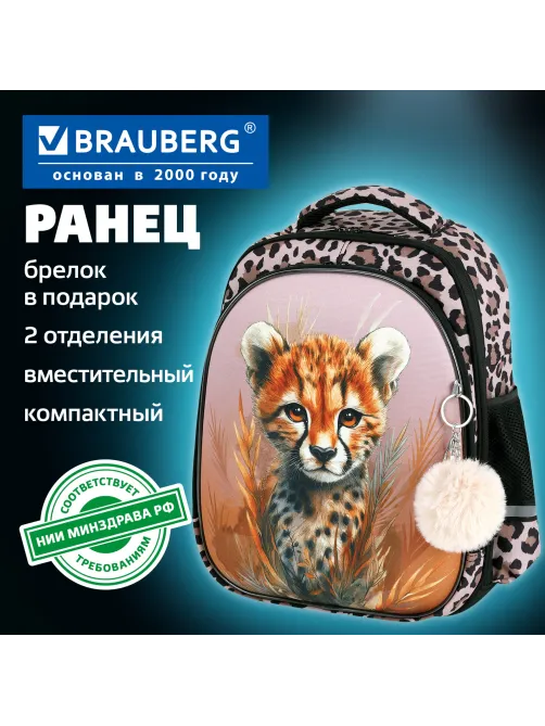 Ранец BRAUBERG STABLE, 2 отделения, с брелком, 