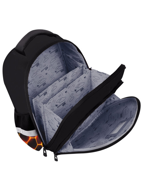 Ранец BRAUBERG KIDS STANDARD, 2 отделения, Fire split, 3D-панель, 36х28х14 см, 273147