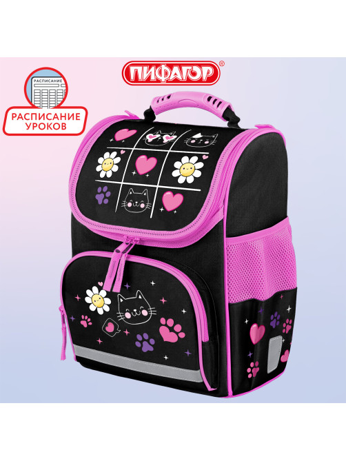 Ранец ПИФАГОР BASIC, 1 отделение, 3 кармана, эргономичная спинка, 