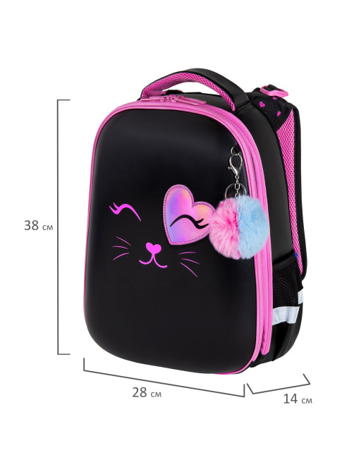 Ранец BRAUBERG SHINY, 2 отделения, с брелком, 