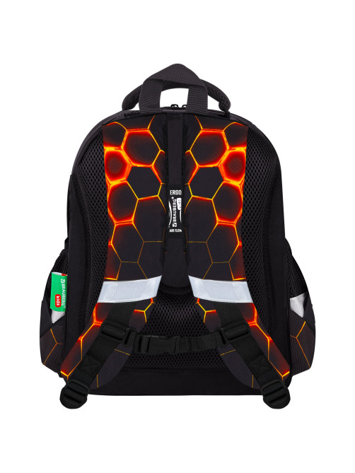 Ранец BRAUBERG KIDS STANDARD, 2 отделения, Fire split, 3D-панель, 36х28х14 см, 273147