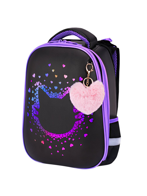 Ранец BRAUBERG SHINY, 2 отделения, с брелком, Pretty face, 38х28х14 см, 273142