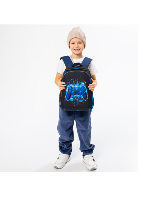 Ранец BRAUBERG KIDS START, 1 отделение, 2 кармана, Digital gamepad, 3D-панель, 35х26х13 см, 273152