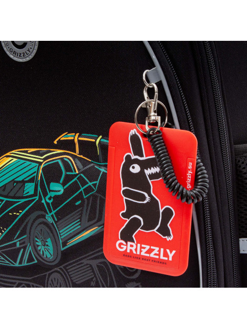 Ранец GRIZZLY анатомическая спинка, c бейджем, для мальчиков, 