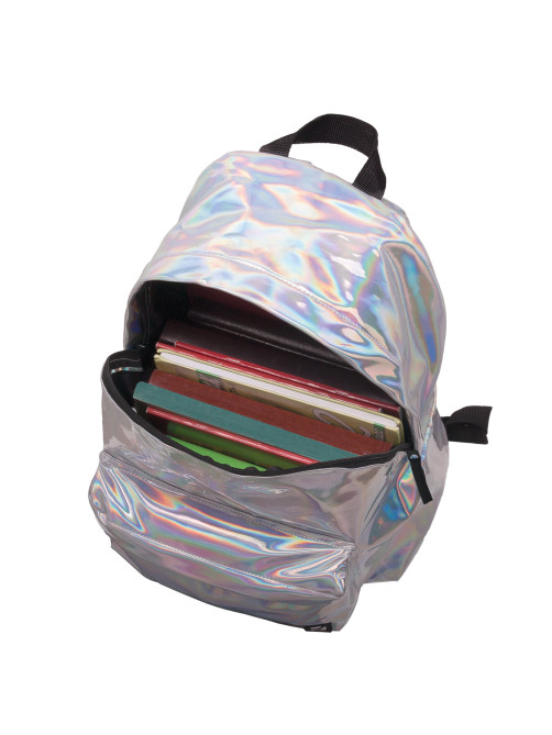 Рюкзак BRAUBERG GLOSSY универсальный, блестящий, серебро, 41х32х14 см, 226421