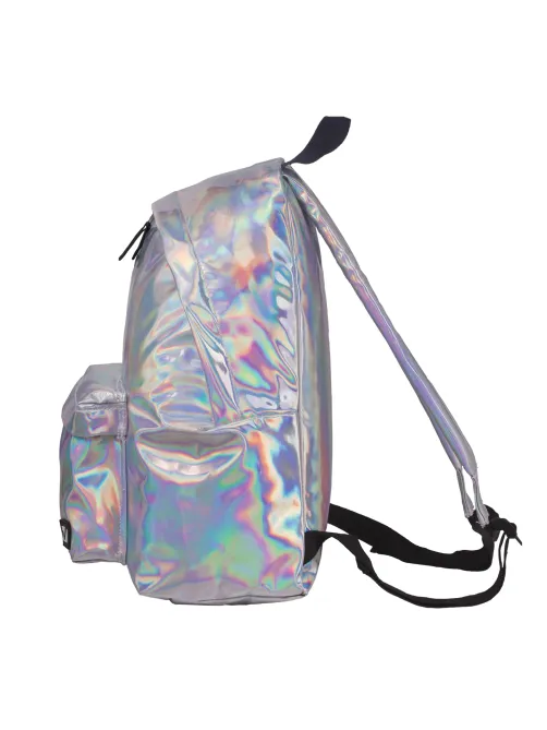 Рюкзак BRAUBERG GLOSSY универсальный, блестящий, серебро, 41х32х14 см, 226421