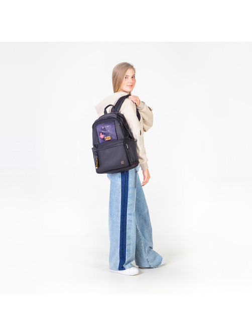 Рюкзак BRAUBERG FASHION CITY универсальный, карман-антивор, Cat, черный, 44х31х16 см, 272569