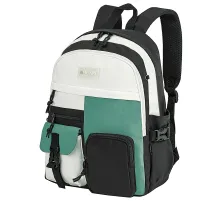 Рюкзак HEIKKI BLOCKS (ХЕЙКИ) универсальный, 2 отделения, черный/бирюзовый/бежевый, 44х32х17 см, 272562