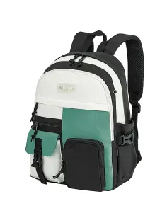 Рюкзак HEIKKI BLOCKS (ХЕЙКИ) универсальный, 2 отделения, черный/бирюзовый/бежевый, 44х32х17 см, 272562