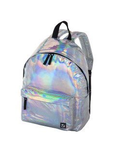 Рюкзак BRAUBERG GLOSSY универсальный, блестящий, серебро, 41х32х14 см, 226421