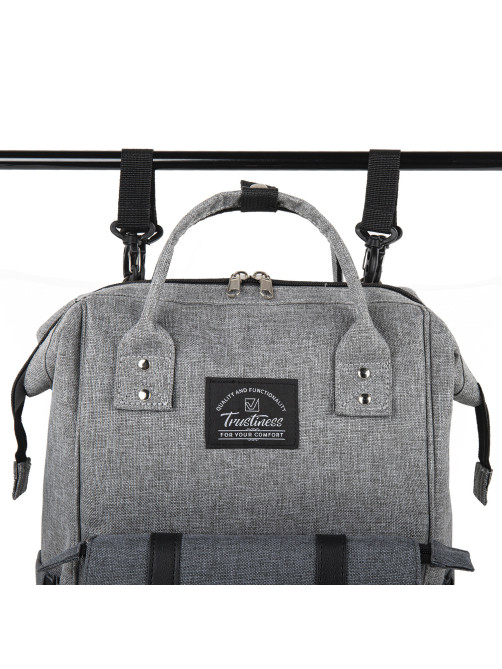 Рюкзак для мамы BRAUBERG MOMMY, крепления для коляски, термокарманы, серый, 41x24x17 см, 270818
