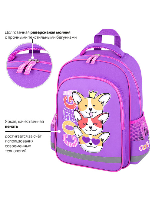 Рюкзак ПИФАГОР SCHOOL, 1 отделение, 3 кармана, 