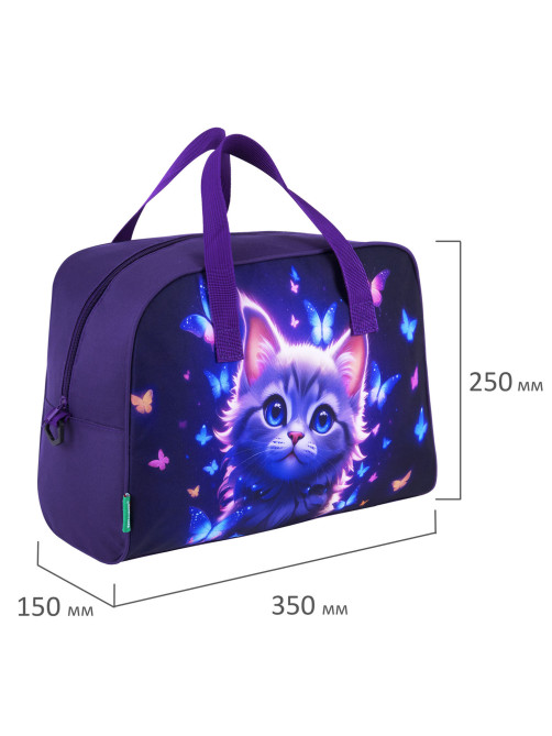Сумка для занятий с плечевым ремнем, подкладкой BRAUBERG KIDS с ручками, 35x25x15 см, 