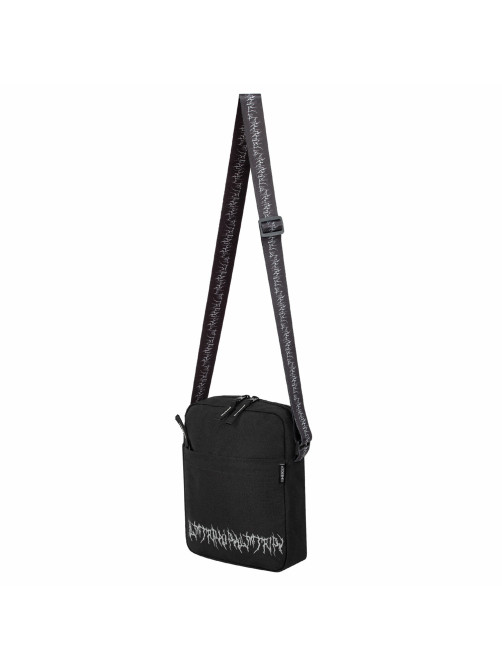 Сумка на плечо HEIKKI COMPACT (ХЕЙКИ) с карманом, черная с принтом, 23х17х5 см, 272629