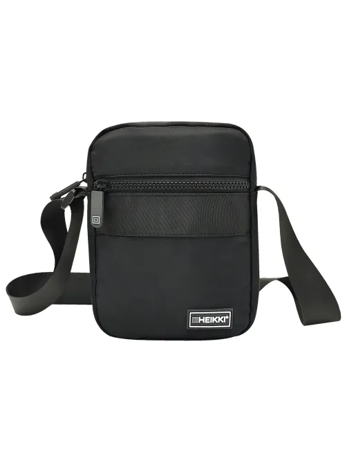 Сумка на плечо HEIKKI COMPACT (ХЕЙКИ) с карманом, черная, 20х16х5 см, 272632