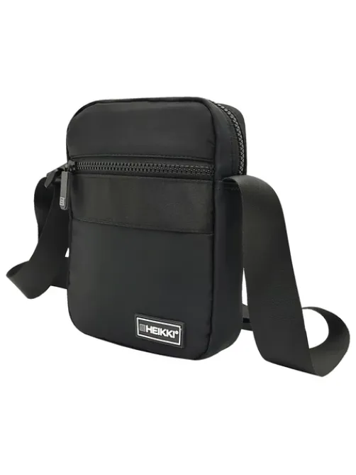 Сумка на плечо HEIKKI COMPACT (ХЕЙКИ) с карманом, черная, 20х16х5 см, 272632