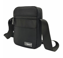 Сумка на плечо HEIKKI COMPACT (ХЕЙКИ) с карманом, черная, 20х16х5 см, 272632