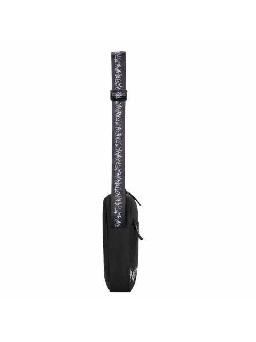 Сумка на плечо HEIKKI COMPACT (ХЕЙКИ) с карманом, черная с принтом, 23х17х5 см, 272629