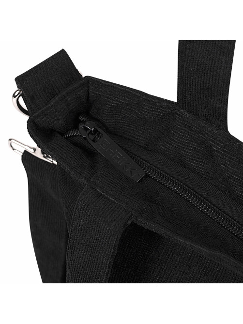 Сумка шоппер HEIKKI VELVET (ХЕЙКИ), вельвет, карманы, 35х32 см, черный, 272437