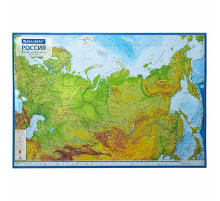 Карта России физическая 101х70 см, 1:8,5М, с ламинацией, интерактивная, европодвес, BRAUBERG, 112392