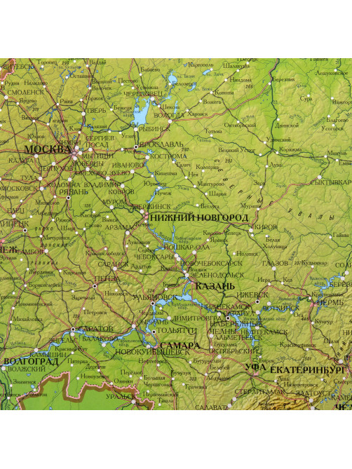 Карта России физическая 116х80 см, 1:7,5М, с ламинацией, интерактивная, в тубусе, BRAUBERG, 112394
