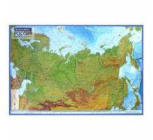 Карта России физическая 116х80 см, 1:7,5М, с ламинацией, интерактивная, в тубусе, BRAUBERG, 112394