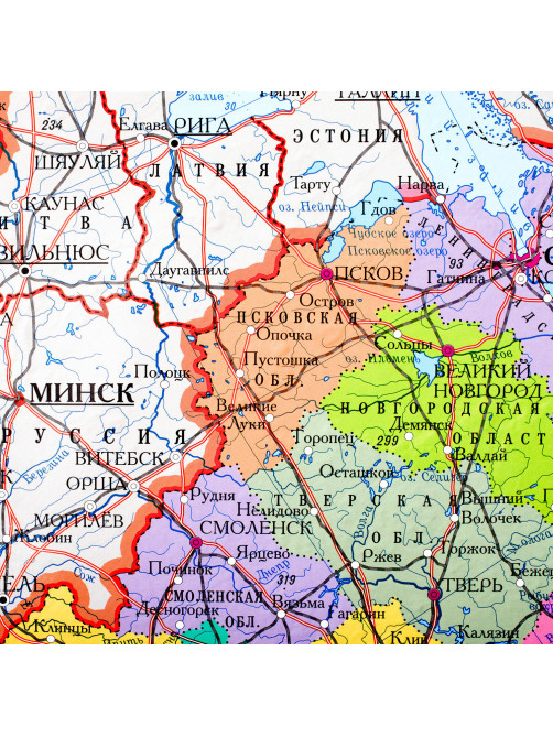 Карта России политико-административная 157х107см, 1:5,5М, в тубусе, интерактивная, BRAUBERG, 112400