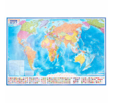 Карта мира политическая 199х134 см, 1:15,5М, с ламинацией, интерактивная, европодвес, BRAUBERG, 112387