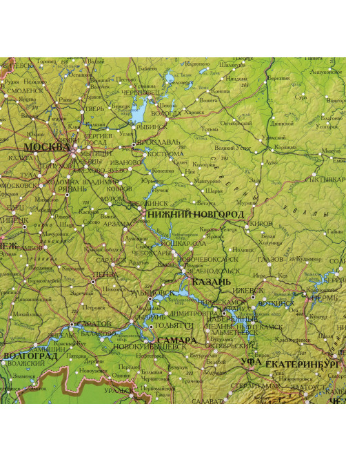 Карта России физическая 116х80 см, 1:7,5М, с ламинацией, интерактивная, европодвес, BRAUBERG, 112393