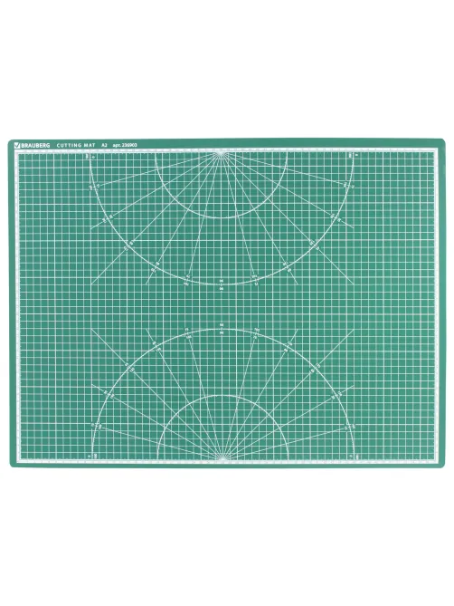Коврик (мат) для резки BRAUBERG, 3-слойный, А2 (600х450 мм), двусторонний, толщина 3 мм, зеленый, 236903